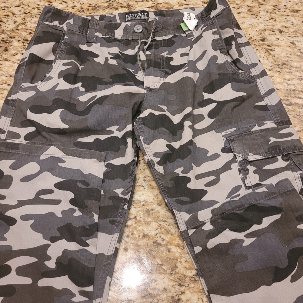 Men's Camo Grey Cargo Pants Men Size 34x32